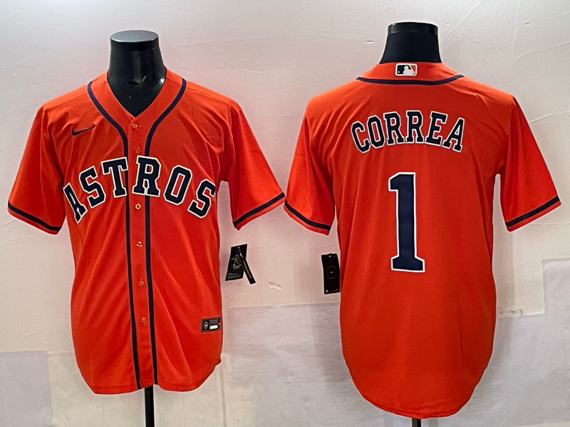 Men Houston Astros #1 Correa orange 2025 Nike MLB Jersey 002